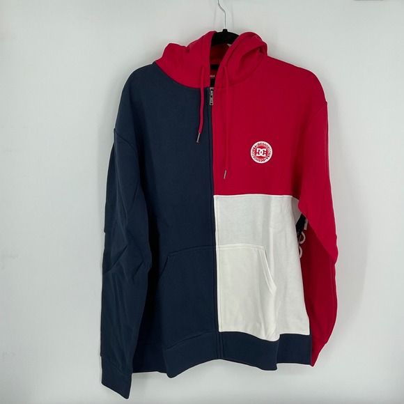 DC Shoes USA Other - DC Shoes USA Mens Colorblock Zip Hoodie‎ Size L Red Navy White Style EDYFT03422